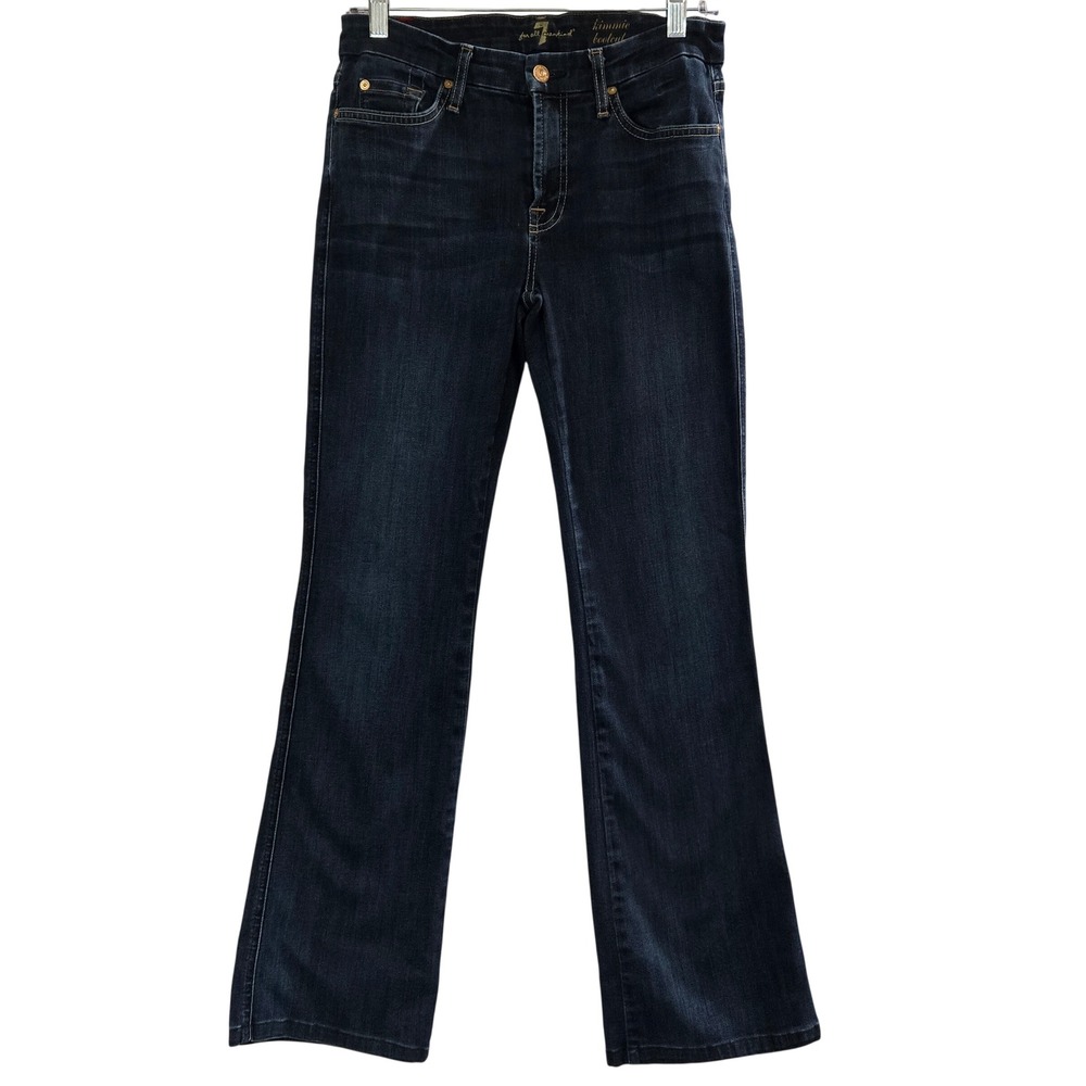 7 For All Mankind Size 28 Bootcut Jeans Dark Wash Indigo Stretch Denim #1427 - Picture 2 of 10